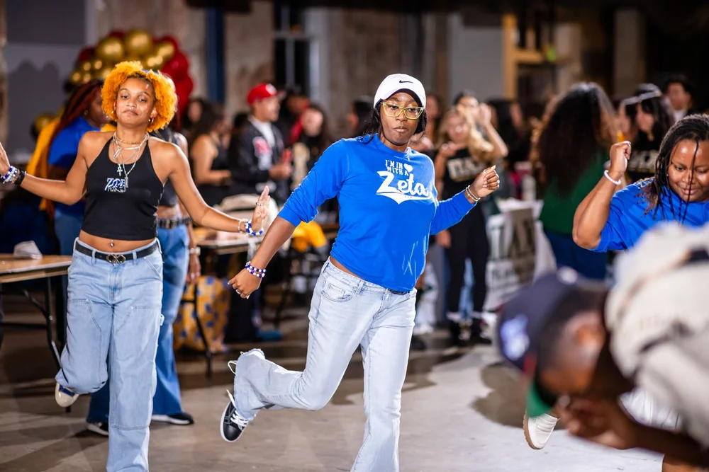 Zeta Phi Beta members strolling at Meet the Greeks event Tivoli Turnhalle MSU Denver