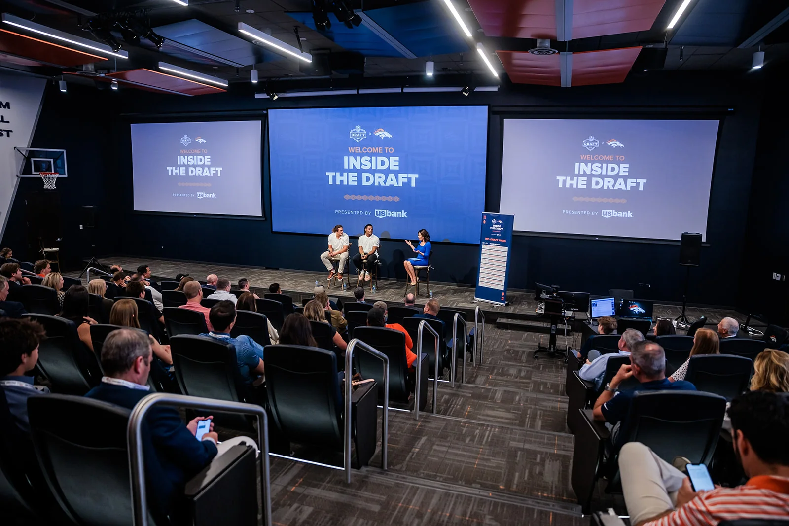 Denver Broncos Inside the Draft panel event photography at Centennial Training Center Denver